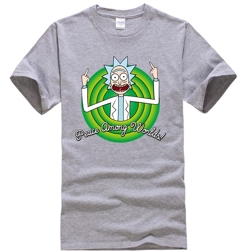 Cool Rick Morty men t shirt 2018 Summer Anime T-shirts rick and morty worlds folk black White Fitness Cartoon tee shirt homme