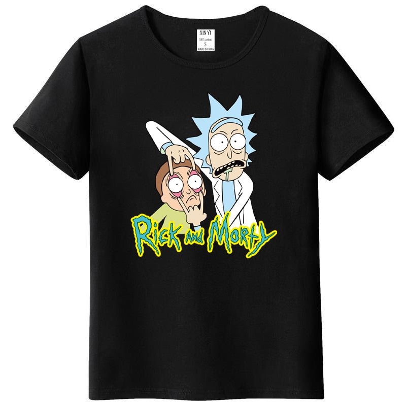 Men's high quality T-shirt 100%  cotton crewneck loose rick and morty printed men Tshirt casual knitted mens t-shirt tops