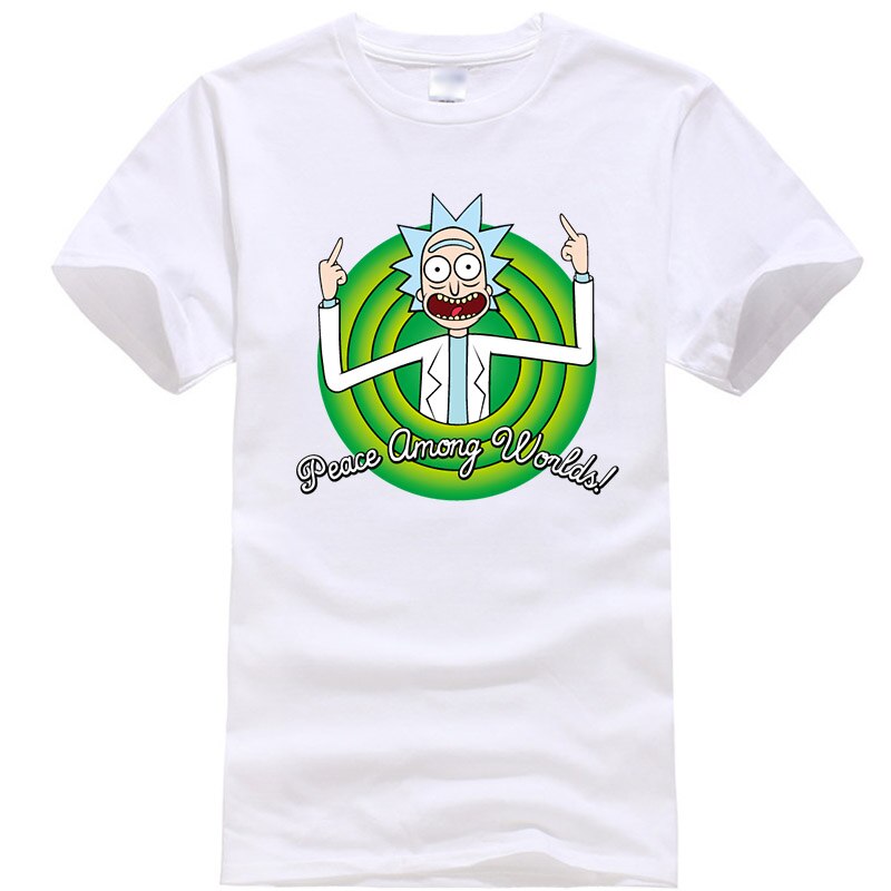 Cool Rick Morty men t shirt 2018 Summer Anime T-shirts rick and morty worlds folk black White Fitness Cartoon tee shirt homme