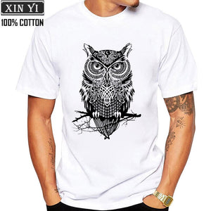 Men's tshirt new fashion summer short sleeve top quality cotton casual short sleeve  o-neck loose OWL printed men T shirt