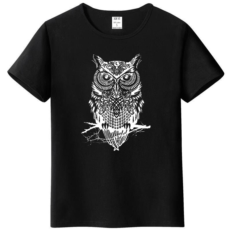 Men's tshirt new fashion summer short sleeve top quality cotton casual short sleeve  o-neck loose OWL printed men T shirt