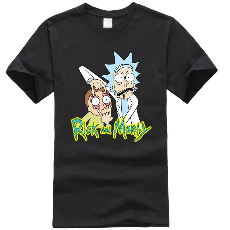 Men's high quality T-shirt 100%  cotton crewneck loose rick and morty printed men Tshirt casual knitted mens t-shirt tops