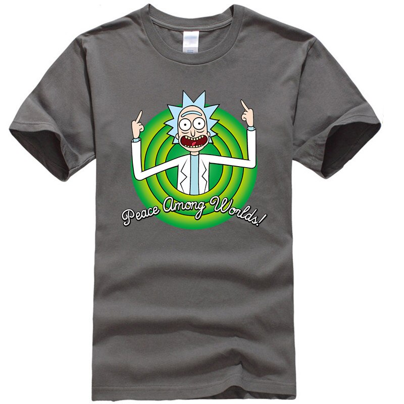 Cool Rick Morty men t shirt 2018 Summer Anime T-shirts rick and morty worlds folk black White Fitness Cartoon tee shirt homme